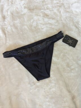 Kardashian Kollection Black Rhinestone Embellished Bikini Bottom Size Medium NWT